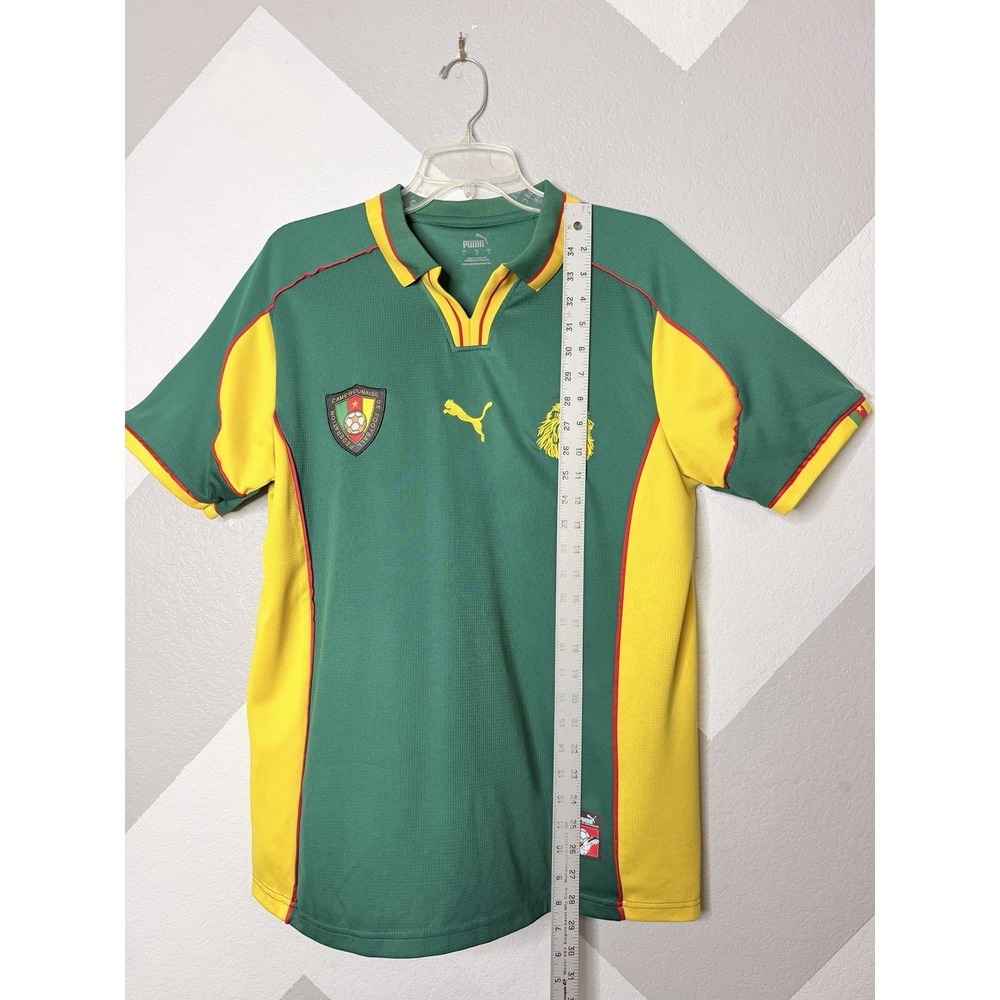 Puma Cameroon 1998-99 Era Retro World Cup Home Soccer Jersey Men L Green Yellow - Picture 10 of 10